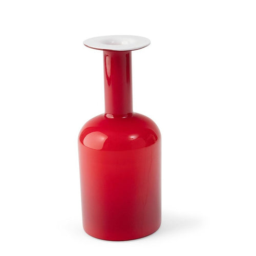 Red Holmegaard Cased Glass Gulvase