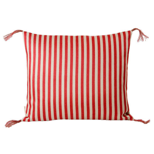Red Narrow Stripe Linen Pillow