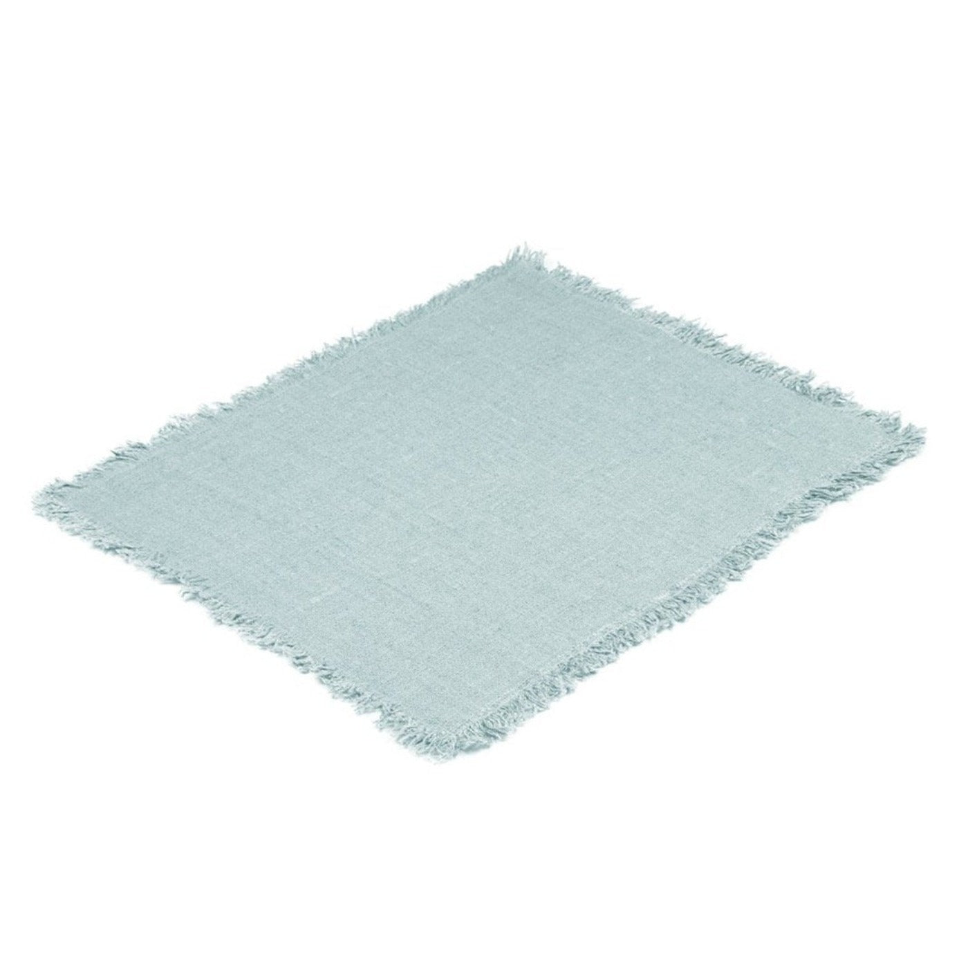 Rustic Placemat with Fringe Ice Blue Eleish Van Breems Home