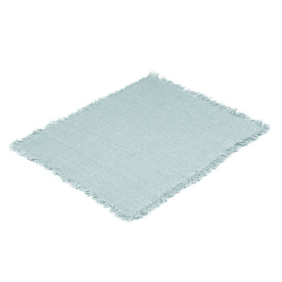 Rustic Placemat with Fringe Ice Blue Eleish Van Breems Home