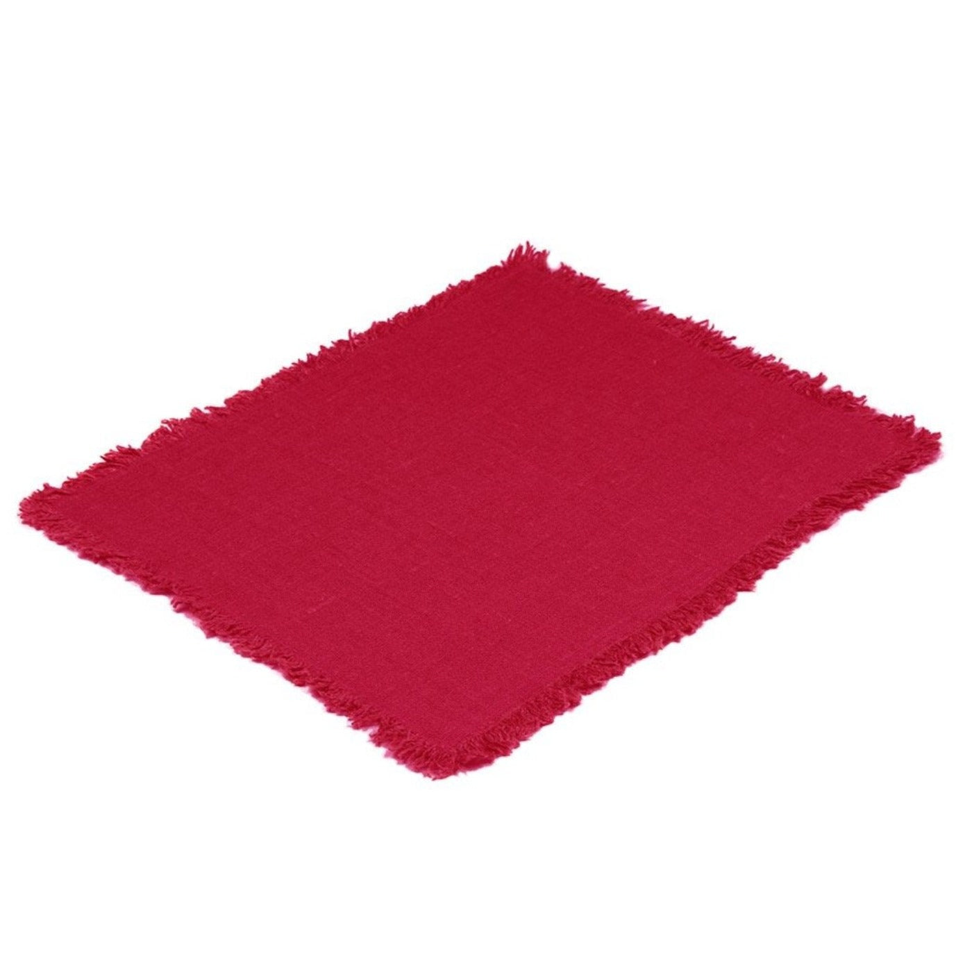 Rustic Placemat with Fringe Red Dahlia Eleish Van Breems Home